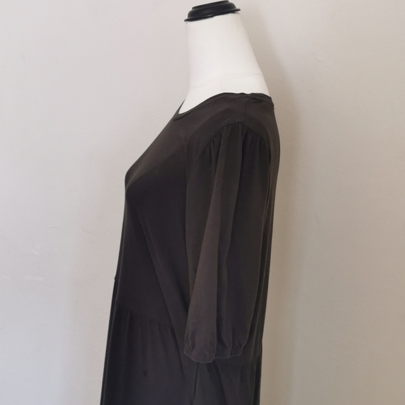 Decjuba Dress Black sz L Drop Hem Longline Gypsy style 3/4 Sleeve Boho 90s - Picture 11 of 12